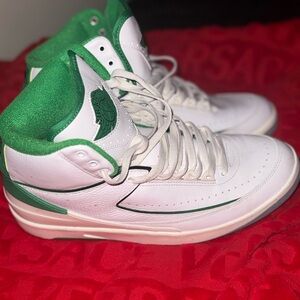 White and Green High-Top Sneakers